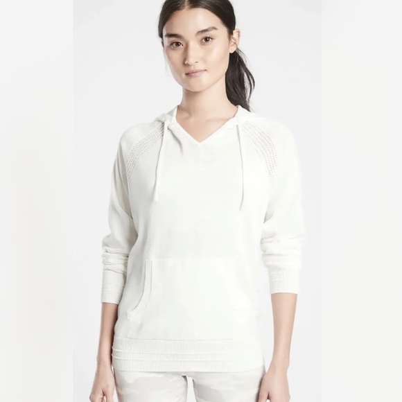 Athleta Sz S Evergreen Knit Hoodie Sweater In Gray Polyester Lyocell Pullover - Picture 2 of 9